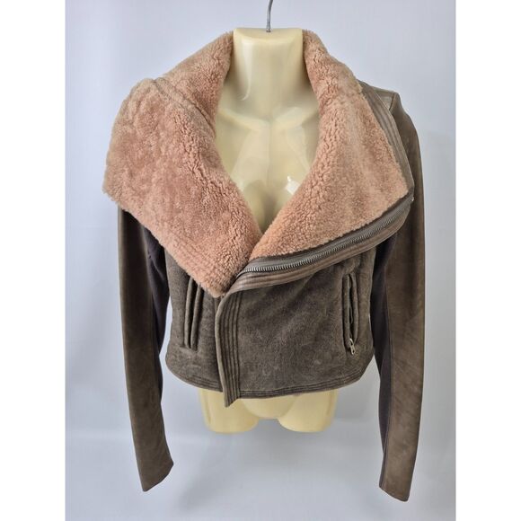 Rick Owens Women's DNA/Pink Shearling Lamb Biker Leather Jacket Size 6